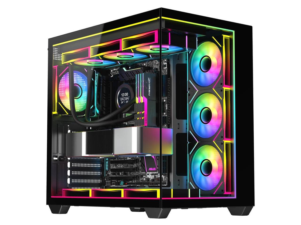 DIYPC - IDX3-ATX Black ATX Case, Dual Glass, USB3.0/Type-C, 4 ARGB Fans, Light Strip - Black price history on PriceWatchPro