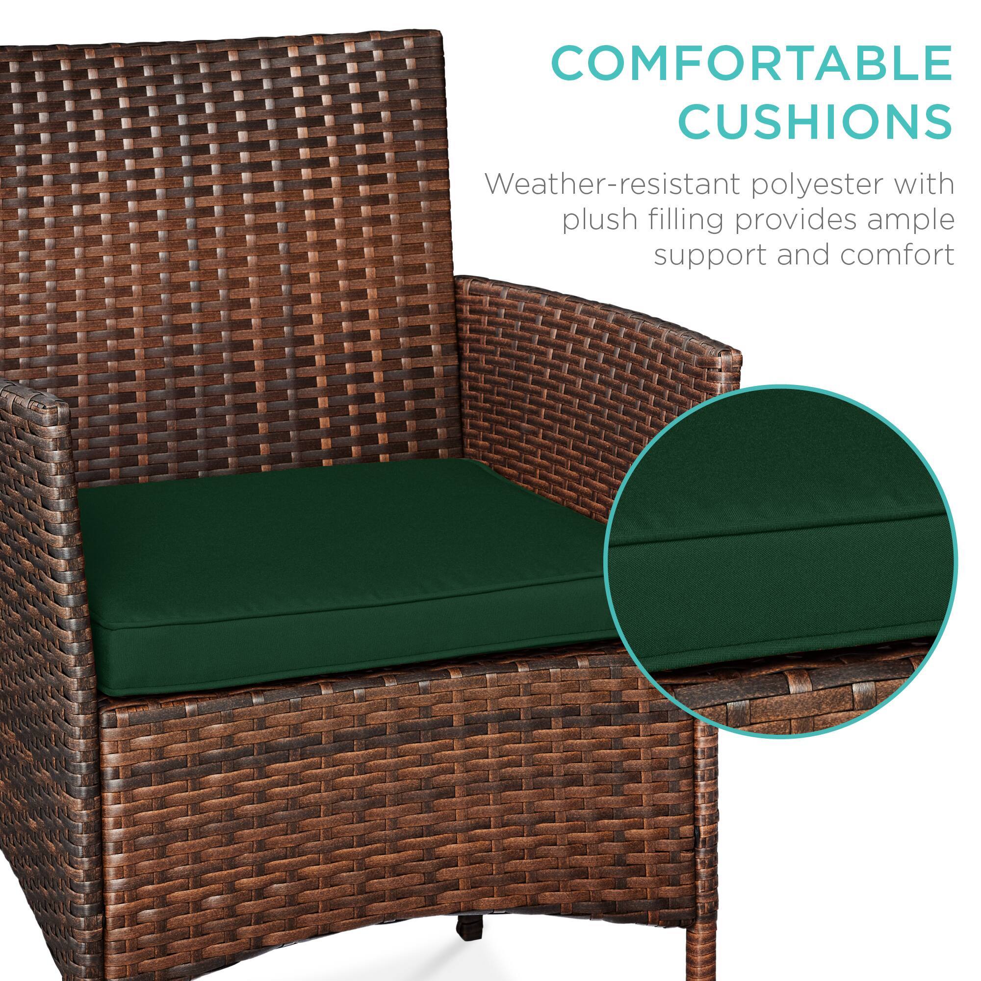 COMFORTABLE CUSHIONS

Weather-resistant polyester with plush filling provides ample support and comfort