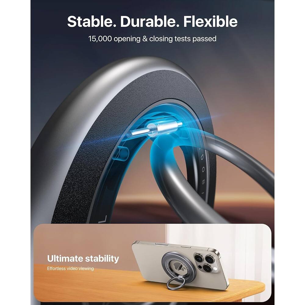 Back. PARKER SLATER - Sability Max Dual-Sided Magnetic Phone Ring Grip Stand for MagSafe iPhone 16–12 & Samsung S25 (Grey) - Grey.