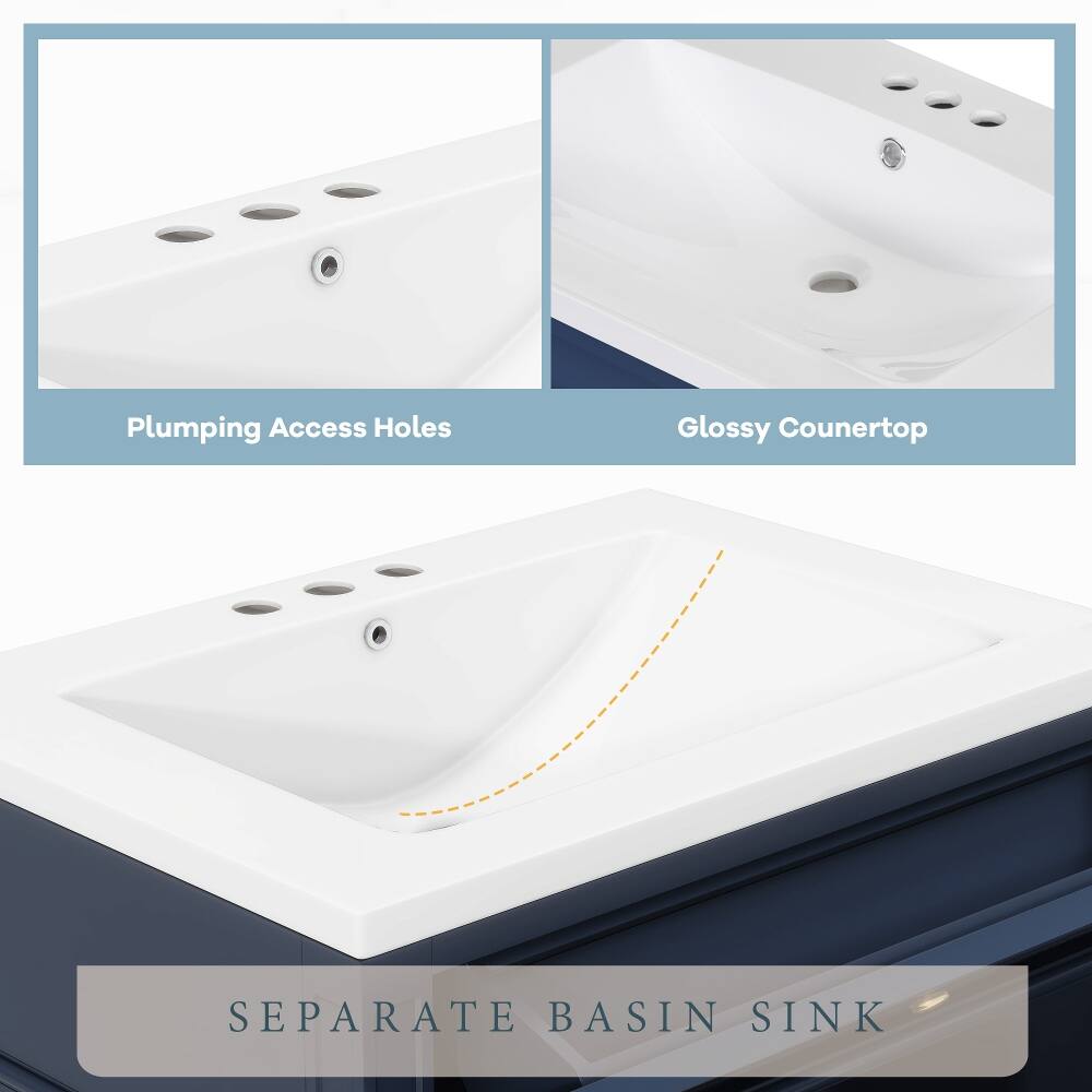Plumbing Access Holes  
Glossy Countertop  
SEPARATE BASIN SINK