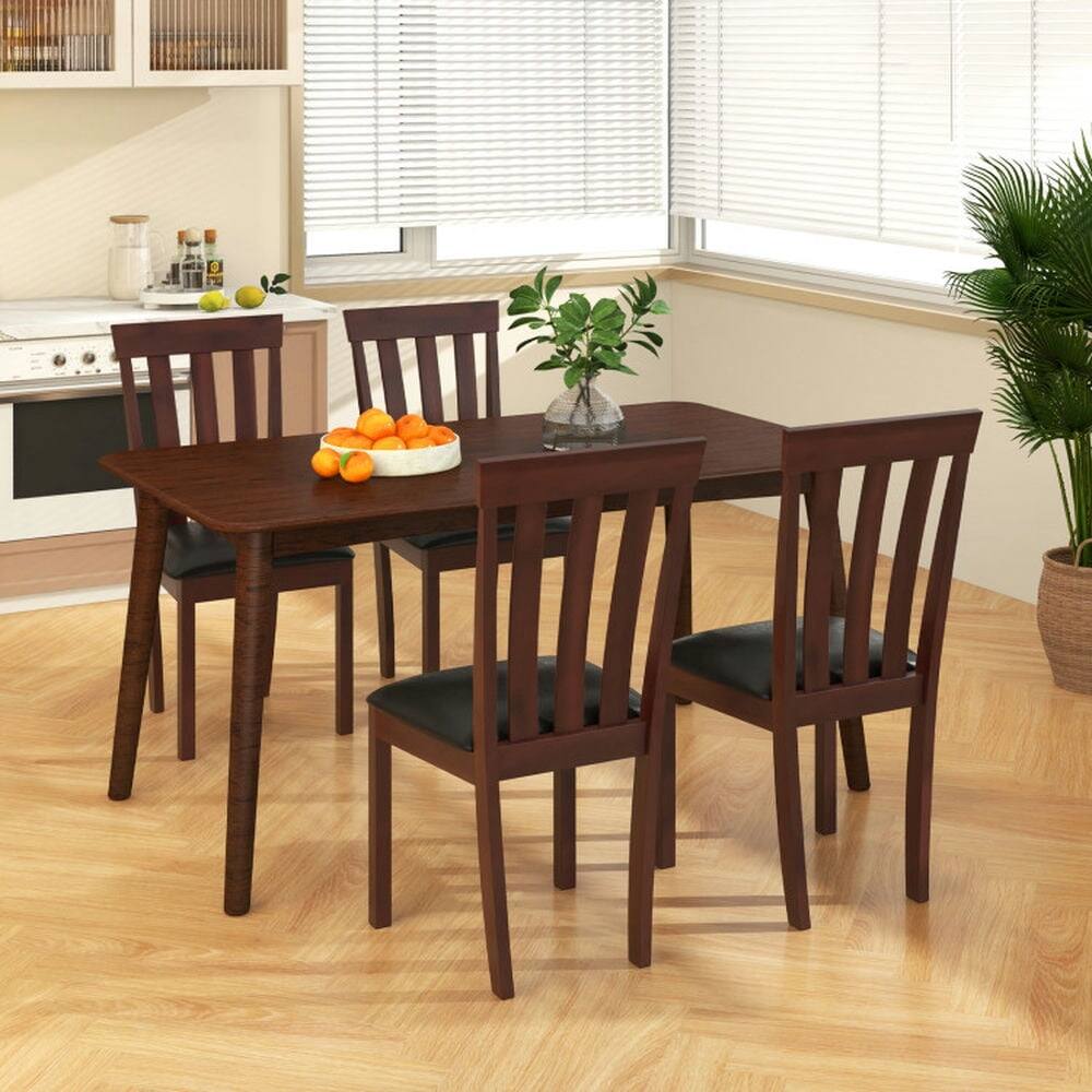 Left. Pefilos - Dining Chair Set of 2 Upholstered Wooden Kitchen Chairs with Padded Seat and Rubber Wood Frame-Espresso, Lounge Chair - Black.
