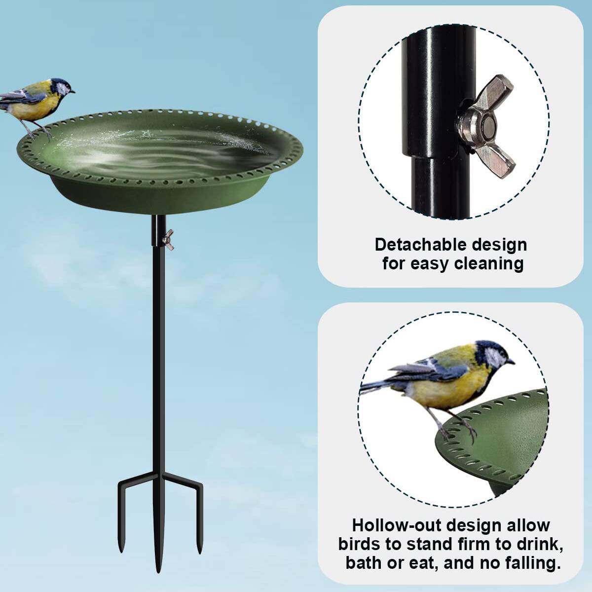 - Detachable design for easy cleaning
- Hollow-out design allows birds to stand firm to drink, bathe or eat, and no falling.