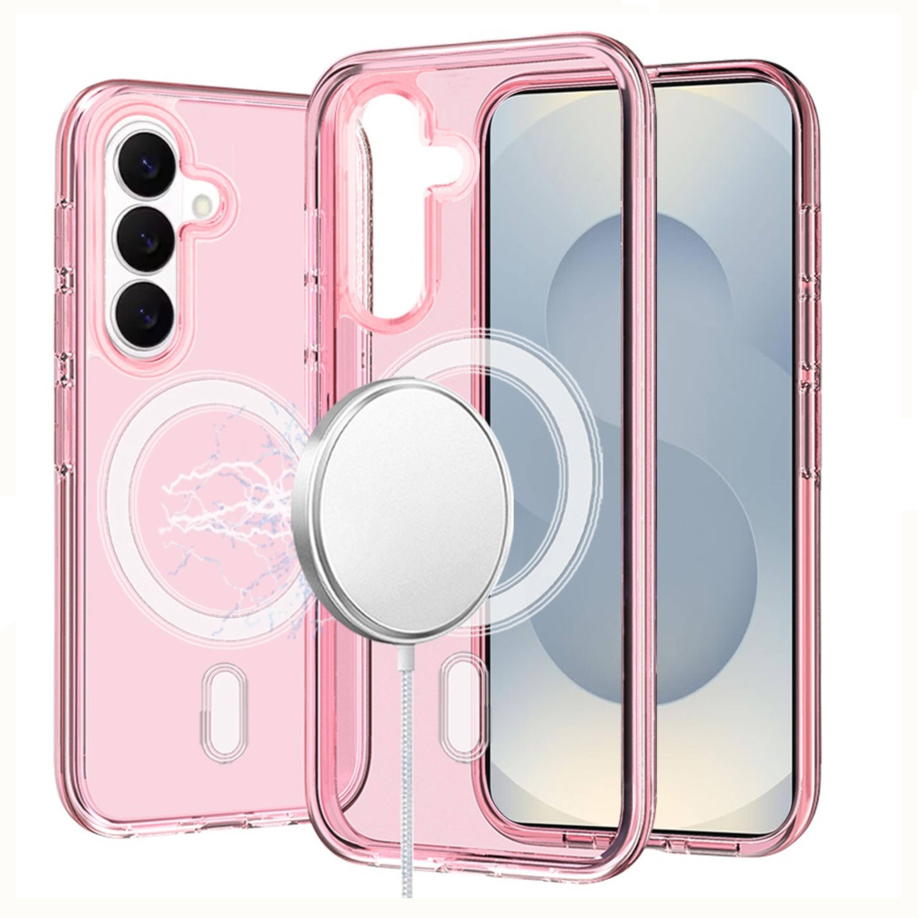 Front. Kitcheniva - Shockproof Translucent Protective Cover With Tempered Glass For Samsung S26 Plus Pink - Clear.