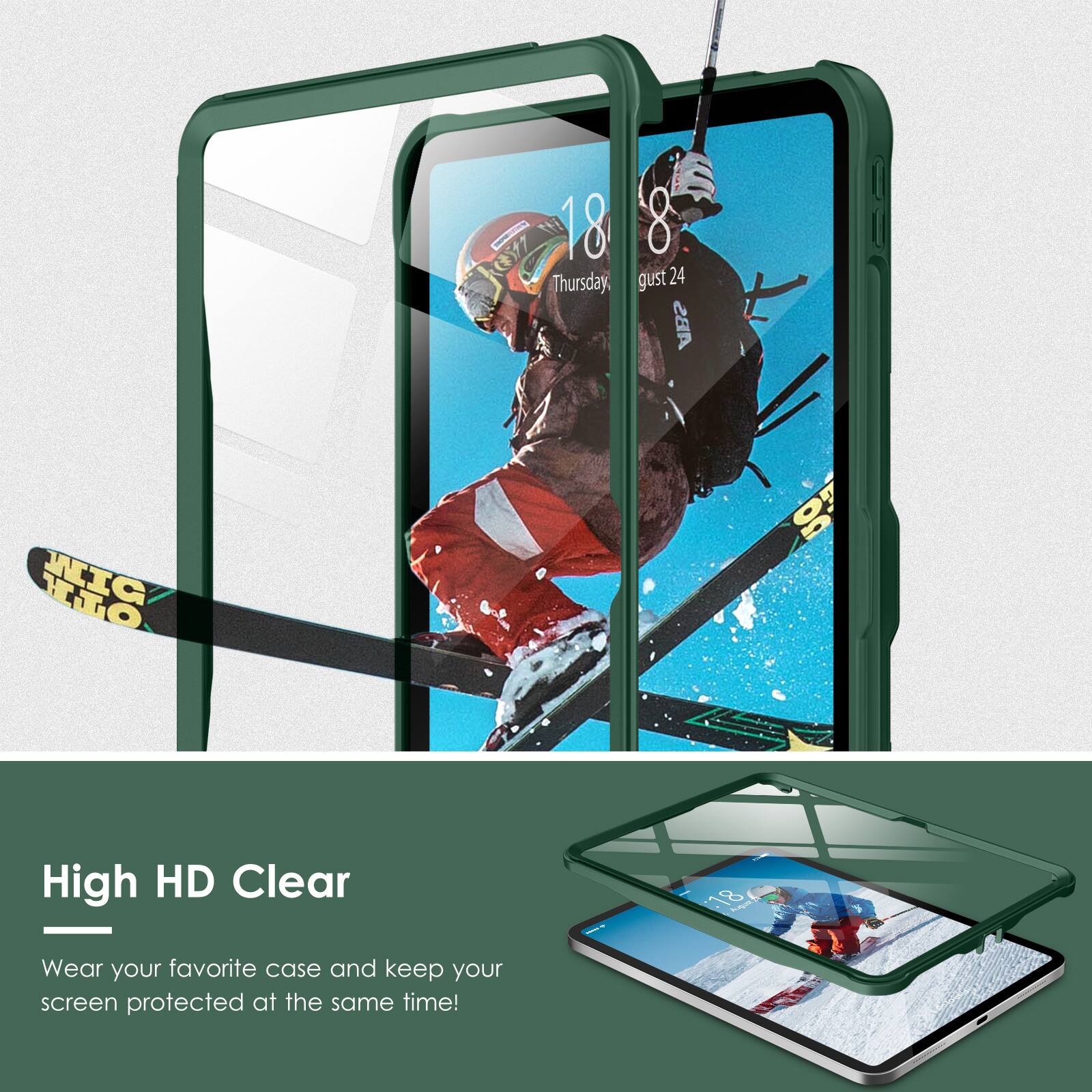 18°C  
Thursday, gust 24  
ABS WIC 8  

High HD Clear  

Wear your favorite case and keep your screen protected at the same time!