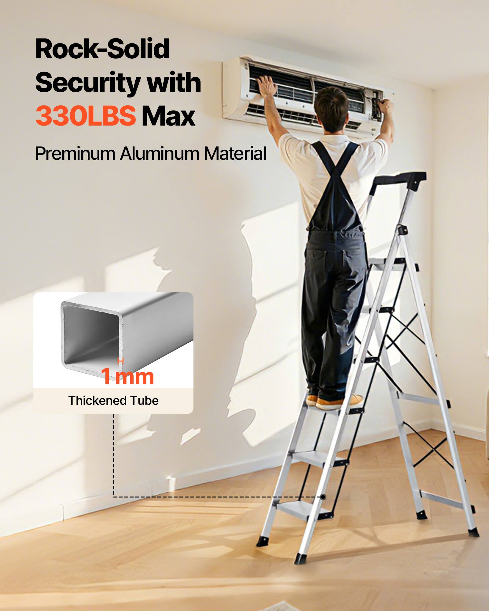 Rock-Solid Security with 330LBS Max  
Premium Aluminum Material  
1 mm Thickened Tube