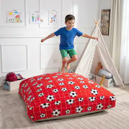 Loheer - Sensory Crash Pad for Kids and Adults Fleece 48x48 Crash Mat with Foam Blocks - Red