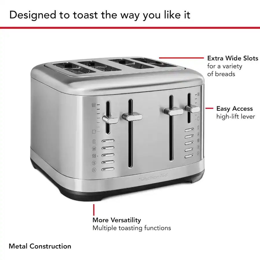 Programmable Toaster KitchenAid 4 Slice Programmable Toaster, 120 V Brushed Stainless Steel ...