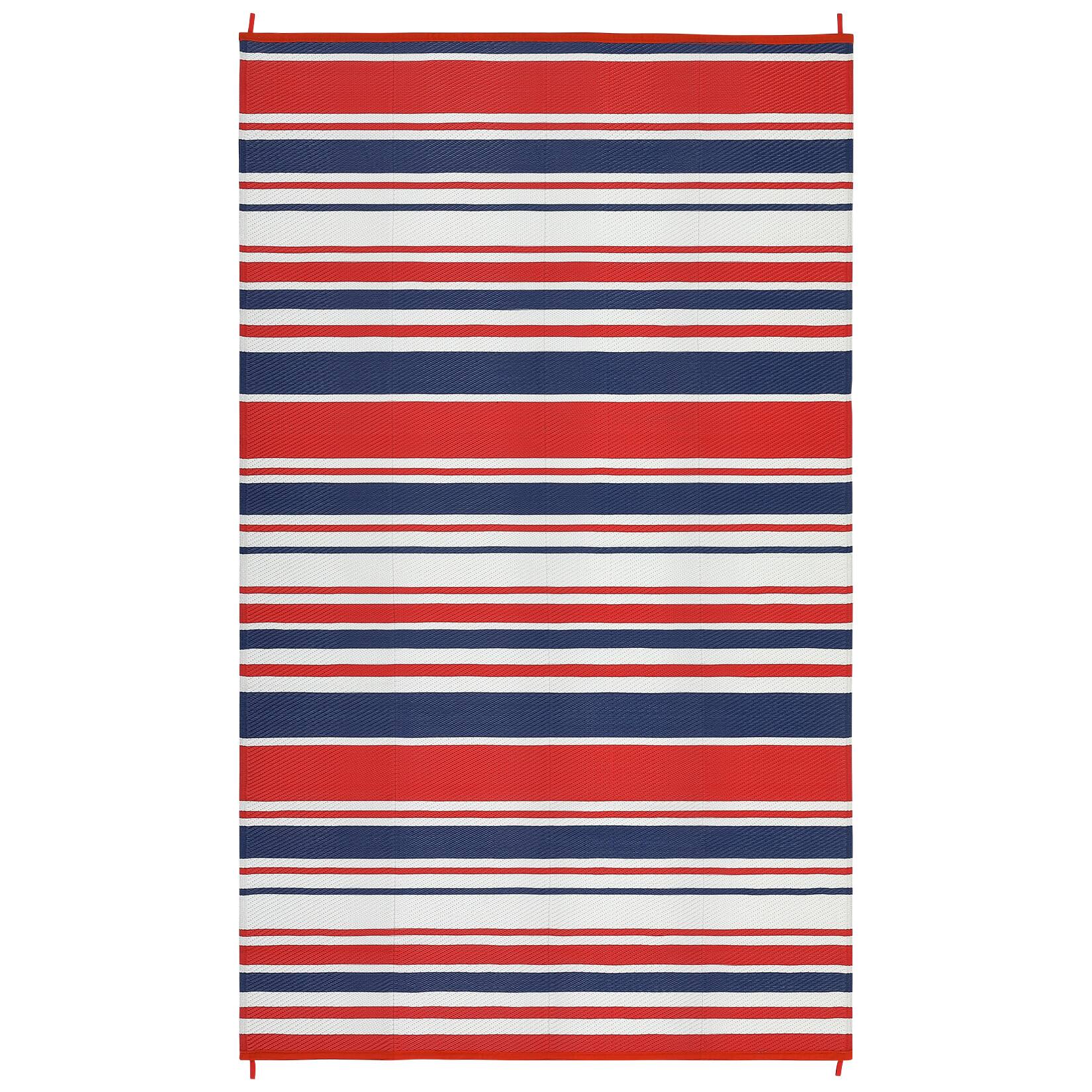 Front. GAOMON - Modern Geometric Border Outdoor Mat Reversible UV Resistant Stain Resistant Portable for RV Trip Balcony Garden Picnic - Red Blue White.