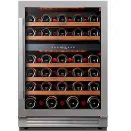Ca'Lefort - 24 Inch 52 Bottle Wine Cooler Refrigerator, 40-65°F Dual Zone Wine Refrigerator,3 LED Built-in for Home/Bar(5.65 cu.ft) - Stainless Steel