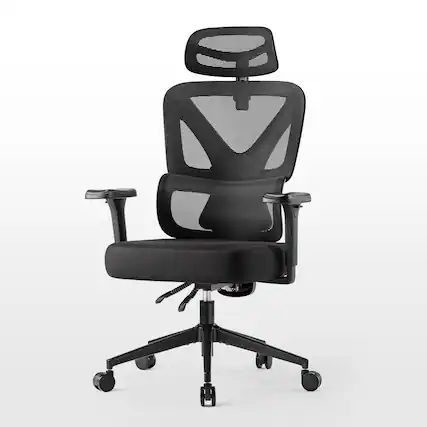 Front. Eureka Ergonomic - Exis Ergonomic Mesh Office Chair with Adjustable Lumbar Support & Headrest - Black.