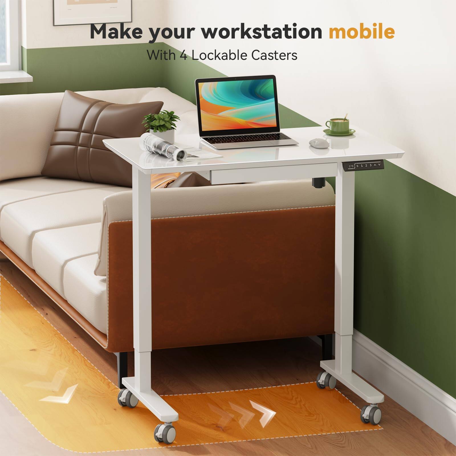 Make your workstation mobile  
With 4 Lockable Casters
