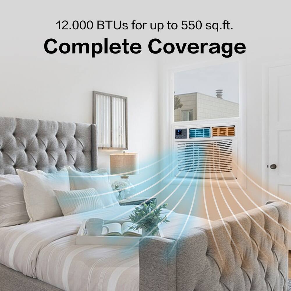 12,000 BTUs for up to 550 sq.ft.  
Complete Coverage