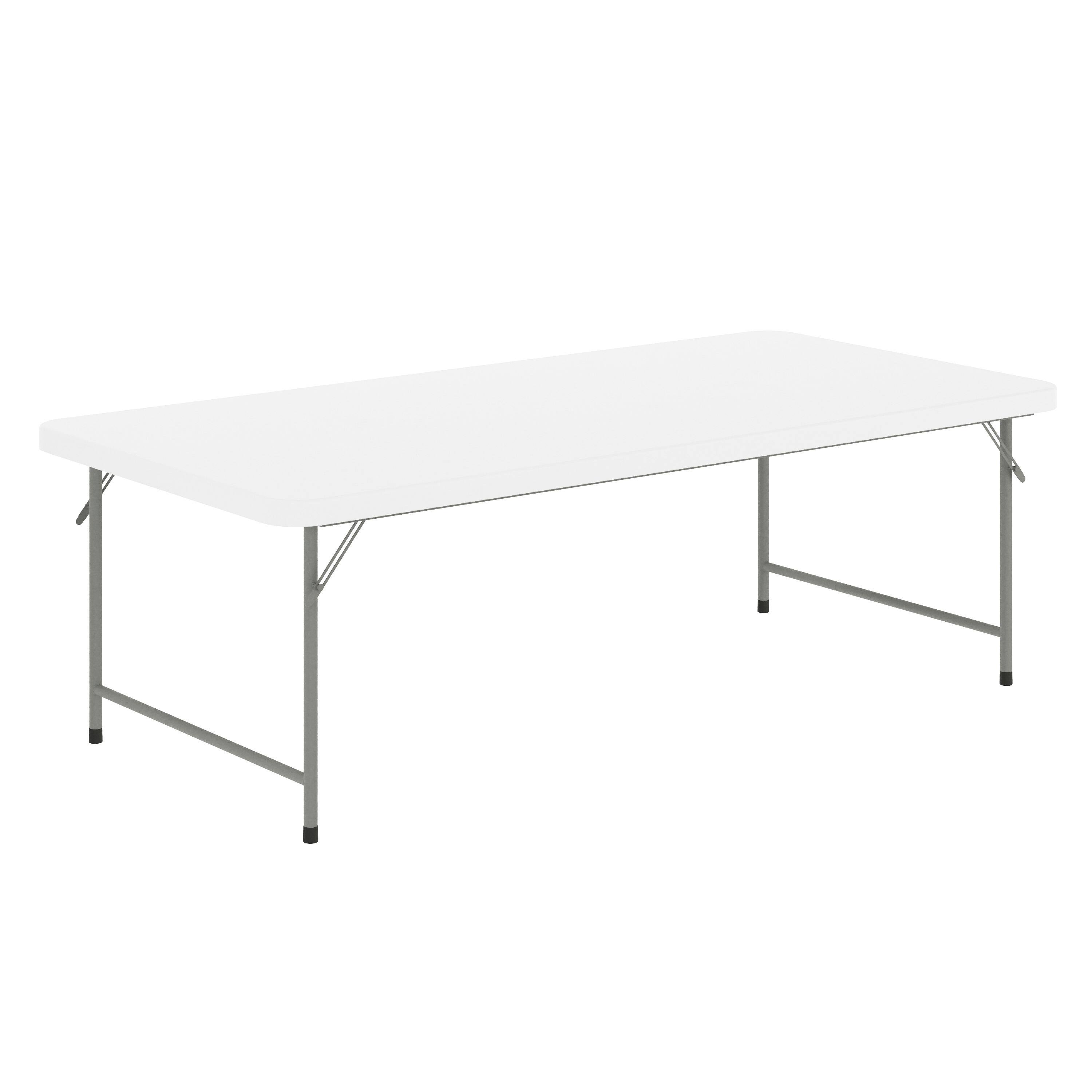 Front. Emma + Oliver - 4.93-Foot Kid's Plastic Folding Activity Table - Play Table - Granite White.