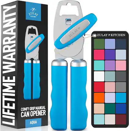 ZULAY X KITCHEN
LIFETIME WARRANTY
COMFY GRIP MANUAL CAN OPENER
AQUA