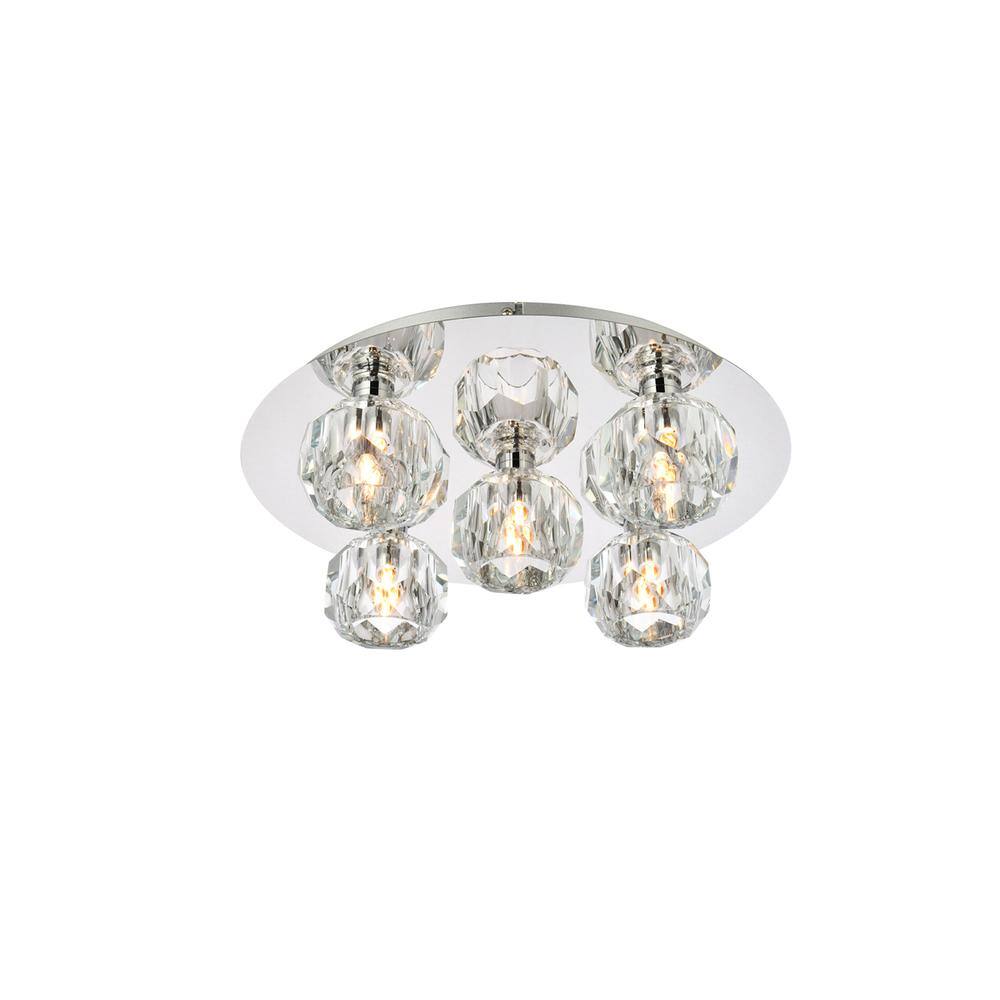 Alt View 4. Elegant Lighting - Graham 5 Light Ceiling Lamp in Chrome - Chrome And Clear.
