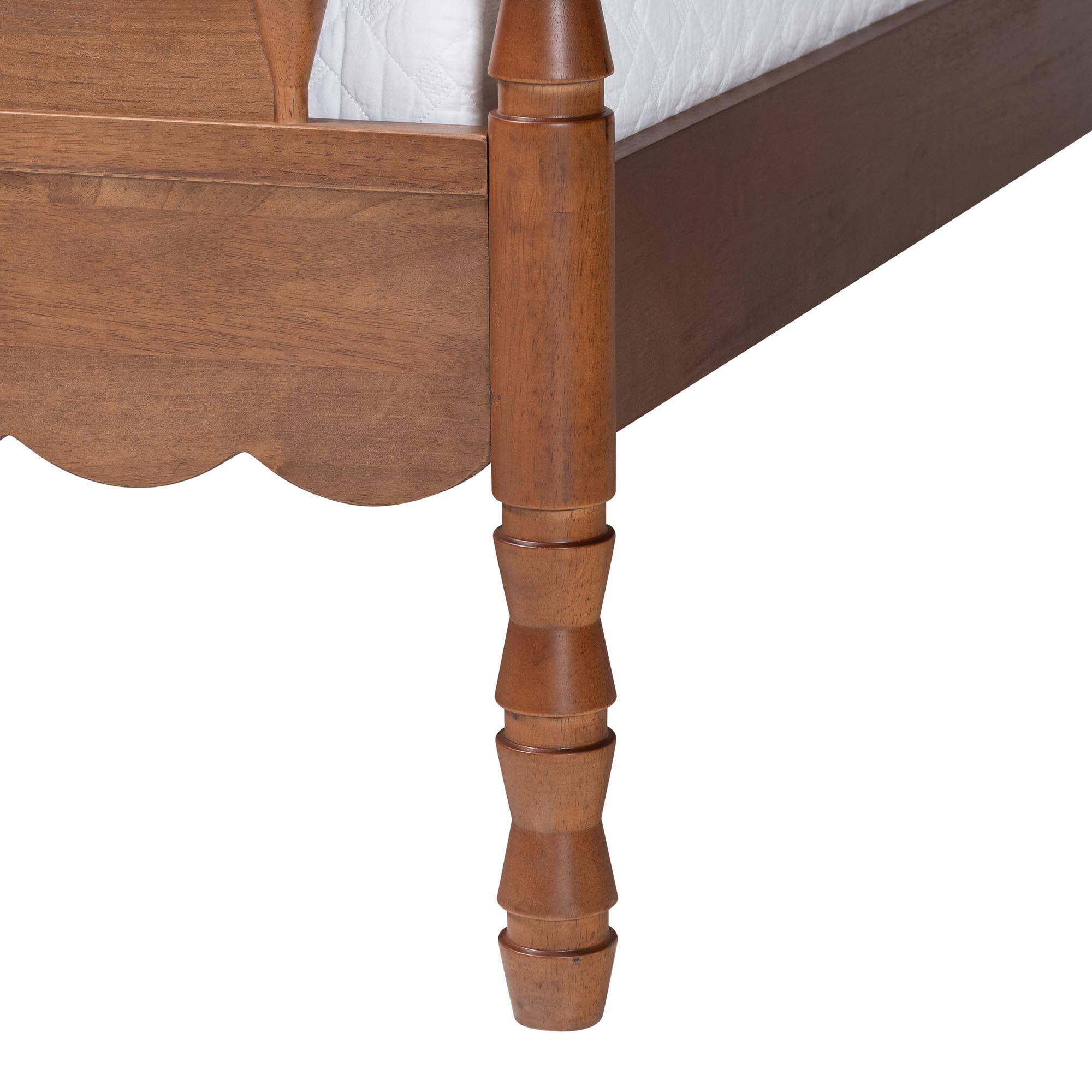 Alt View 1. Baxton Studio - Danette Bobbin Wood Canopy Bed, Queen - Walnut Brown.