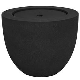 Sunnydaze - Textured Polystone Oval Bowl Outdoor Bubble Fountain - Black