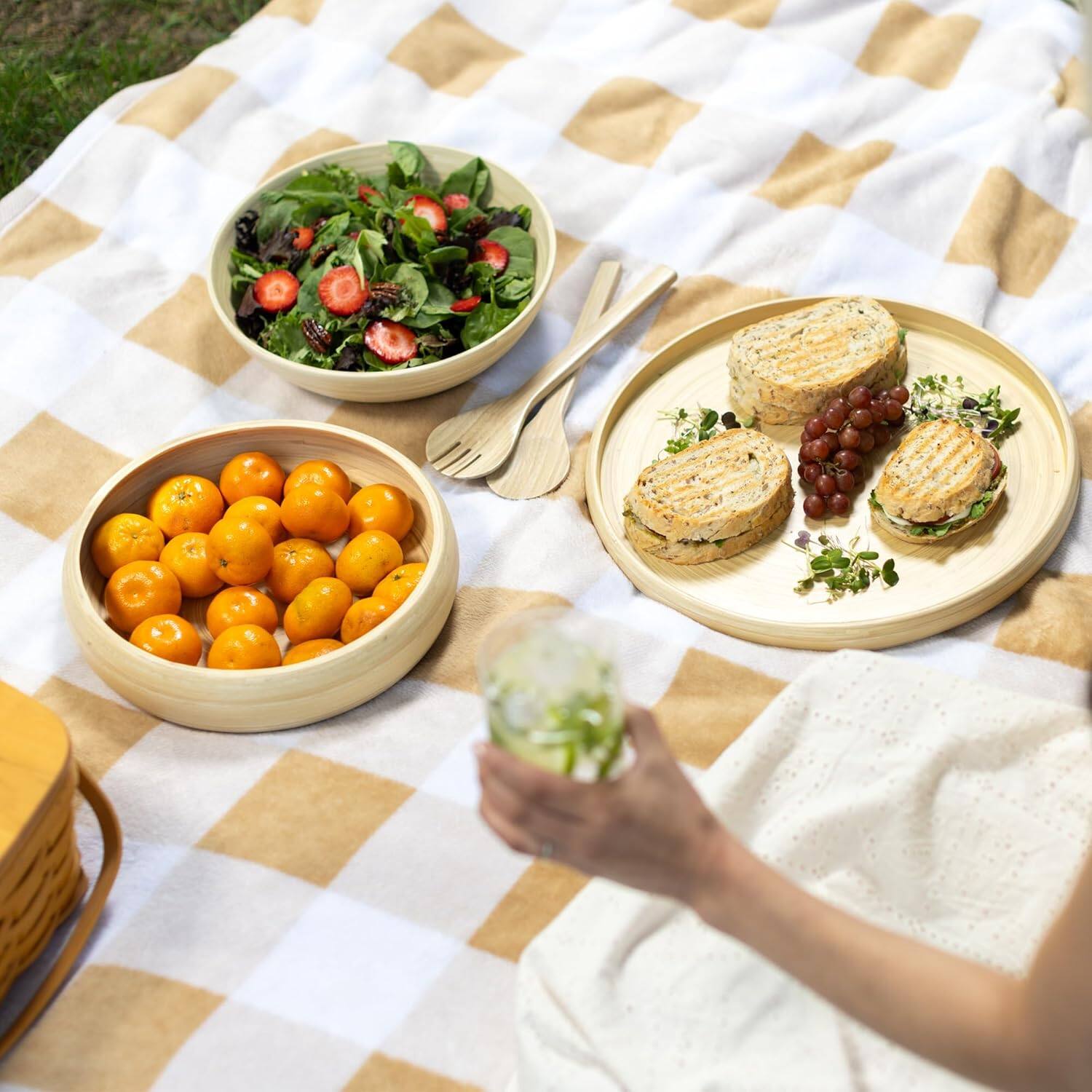 Angle. Lexa - Bamboo Fruit Bowl, 12 Inch, Natural Bamboo - Natural.
