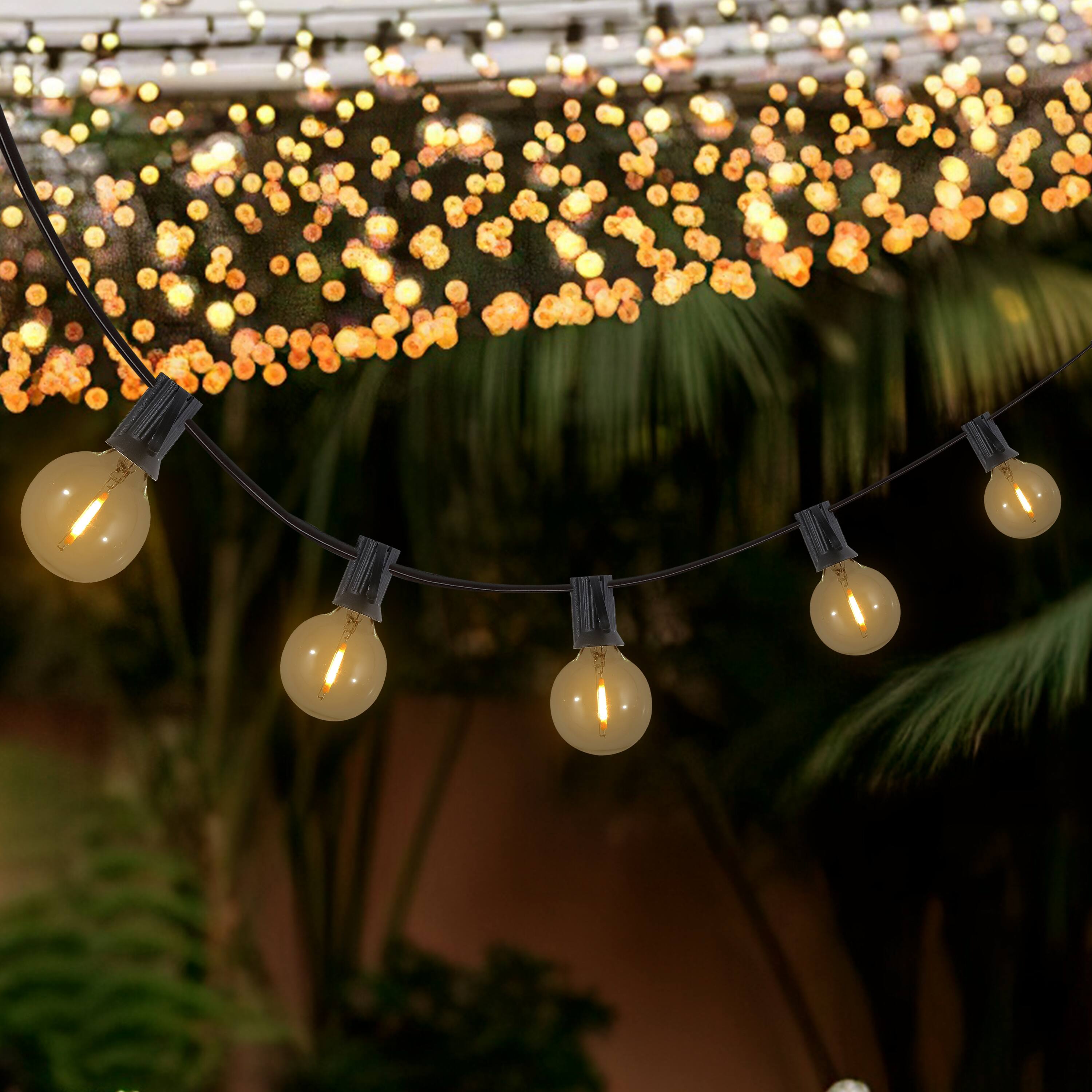 Alt View 1. Jonathan Y - 25-Light Indoor/Outdoor 25 ft. Contemporary Rustic Incandescent G40 Bistro Globe Bulb String Lights, Black (Set of 2) - Black.