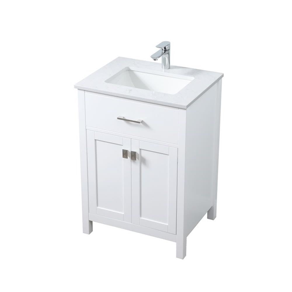 Alt View 3. Elegant Kitchen and Bath - 24 Inch SIngle Bathroom Vanity In White - White.