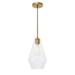Living District - Gene 1 light pendant - Brass And Clear Glass