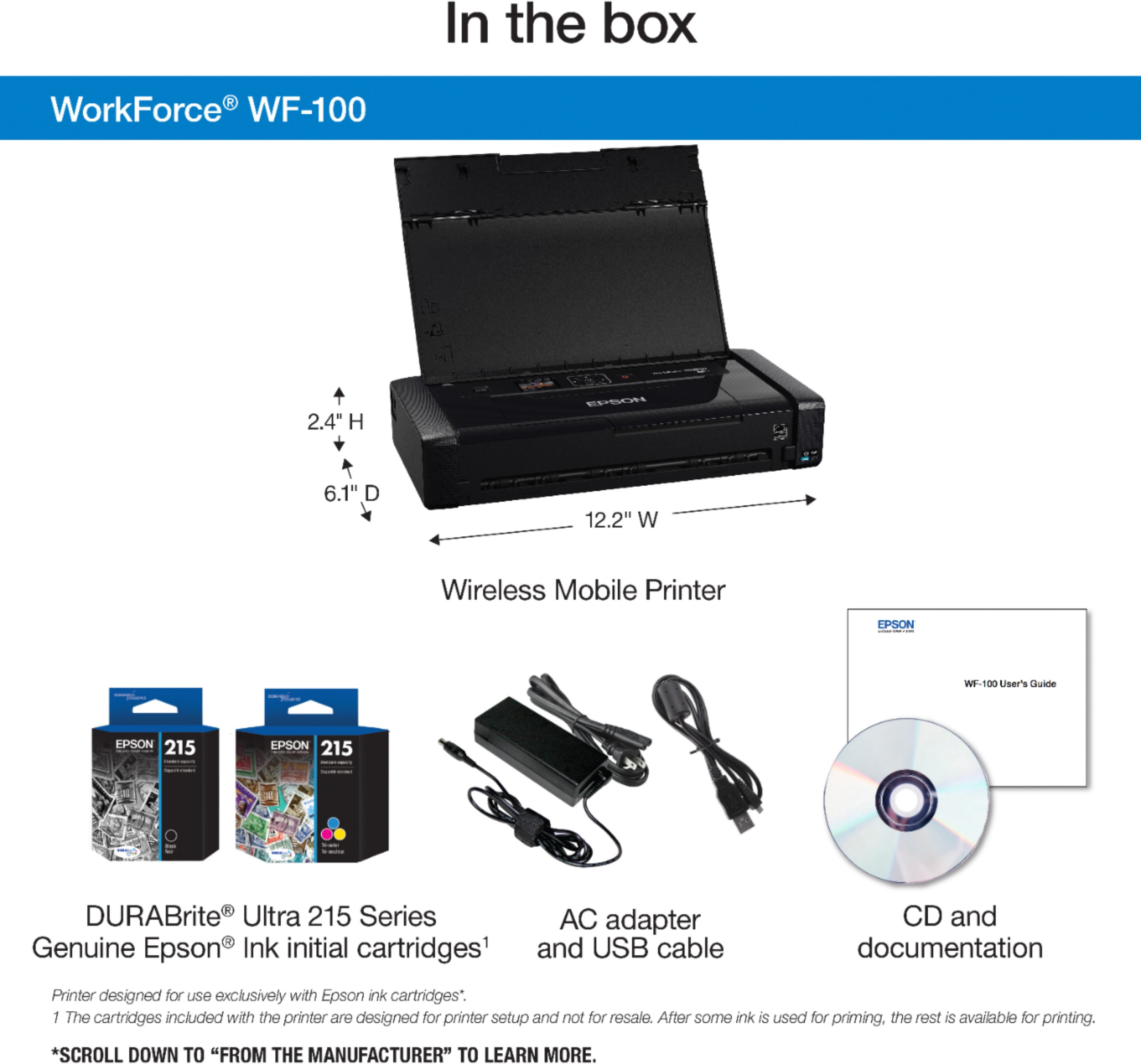 Best Buy: Epson WorkForce WF-100 Mobile Wireless Black