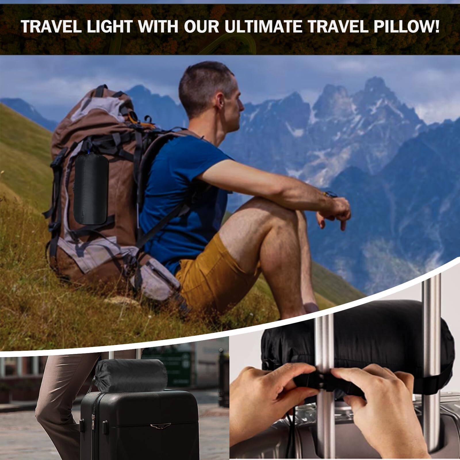 TRAVEL LIGHT WITH OUR ULTIMATE TRAVEL PILLOW!