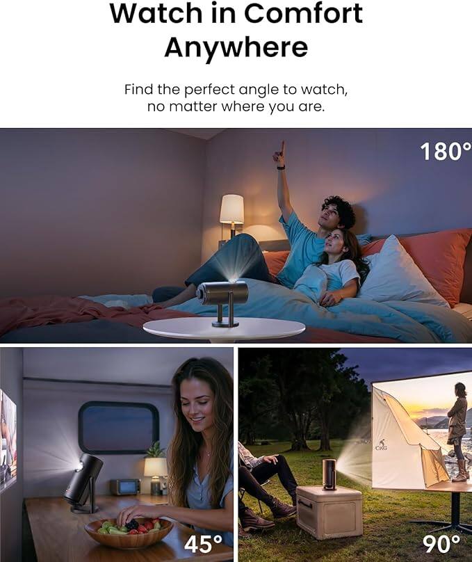 Watch in Comfort Anywhere  
Find the perfect angle to watch, no matter where you are.  
180°  
45°  
90°