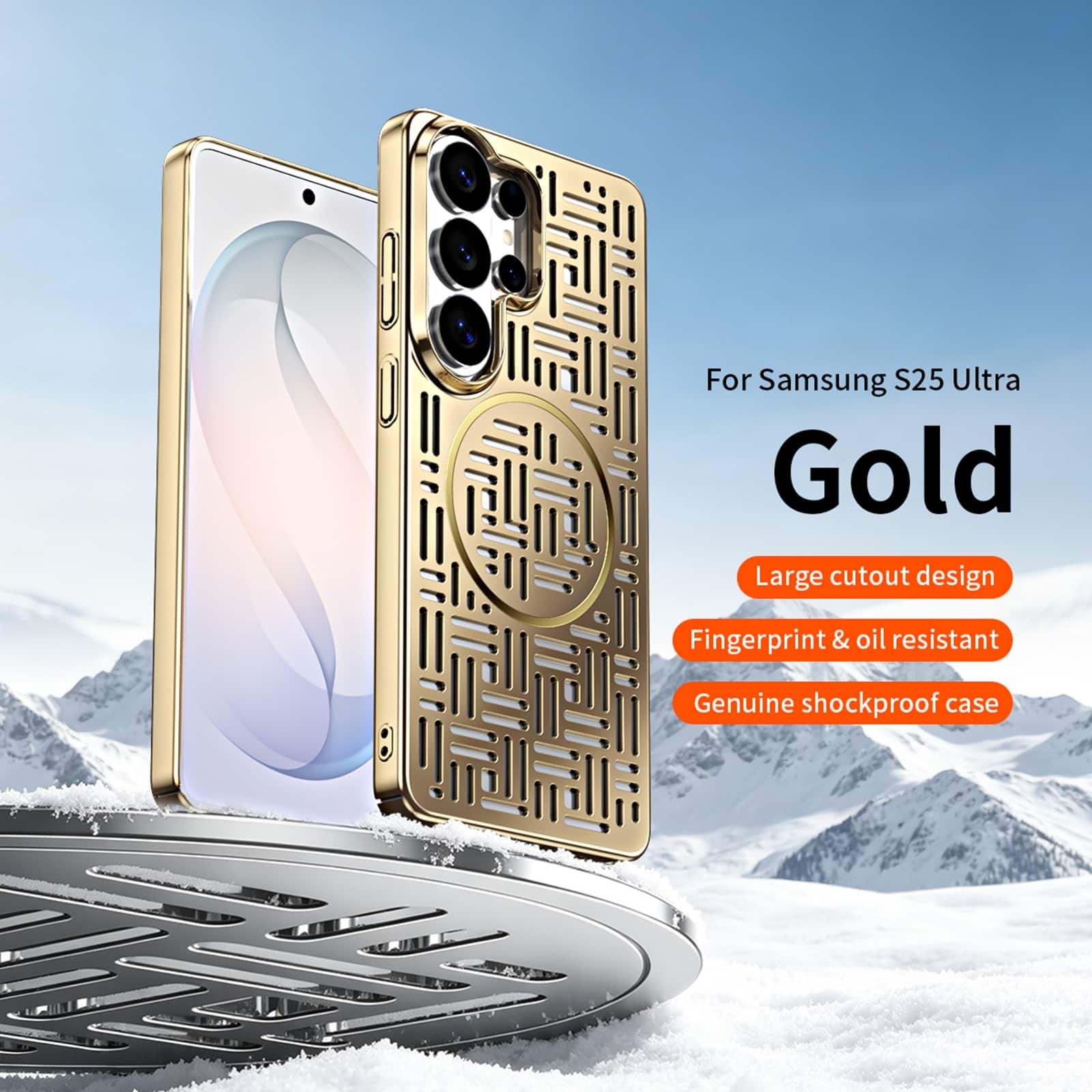 Dteck - Shockproof Electroplated Case for Samsung Galaxy S25 Ultra, Magnetic Heat Dissipation Cover, Precision Camera Defense - Gold price history on PriceWatchPro