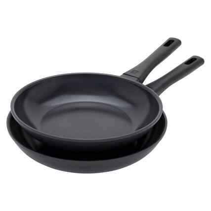 Front. ZWILLING - ZWILLING Madura Plus Ceramic 2-pc Aluminum Ceramic Nonstick Fry Pan Set - Black.