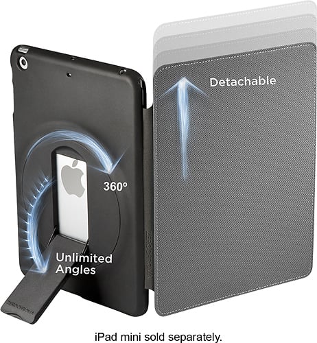  ZeroChroma - Folio-Slide Case for Apple iPad mini, iPad mini 2 and iPad mini 3 - Black/Gray