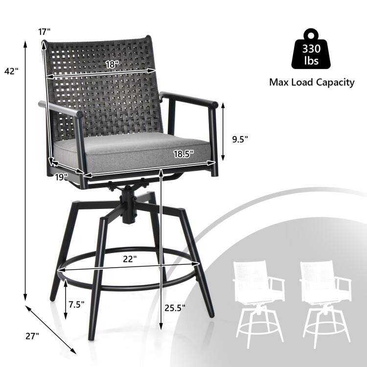 17"  
42"  
18"  
330 lbs Max Load Capacity  
18.5"  
9.5"  
19"  
22"  
7.5"  
25.5"  
27"