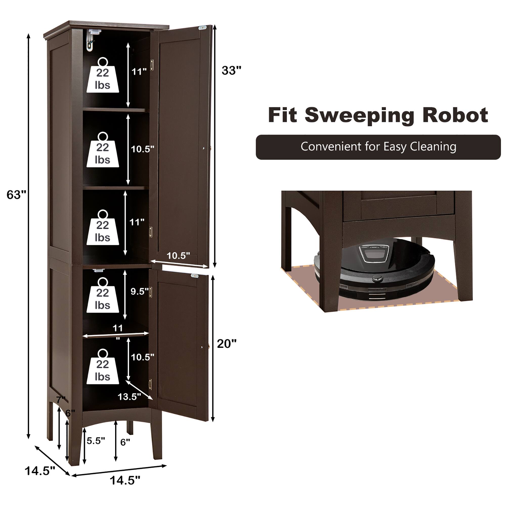 22 lbs, 11", 33", 22 lbs, 10.5", Fit Sweeping Robot, Convenient for Easy Cleaning, 63", 22 lbs, 11", 10.5", 22 lbs, 9.5", 11, 10.5", 22 lbs, 20", 7, 6", 13.5", 5.5", 6", 14.5", 14.5"