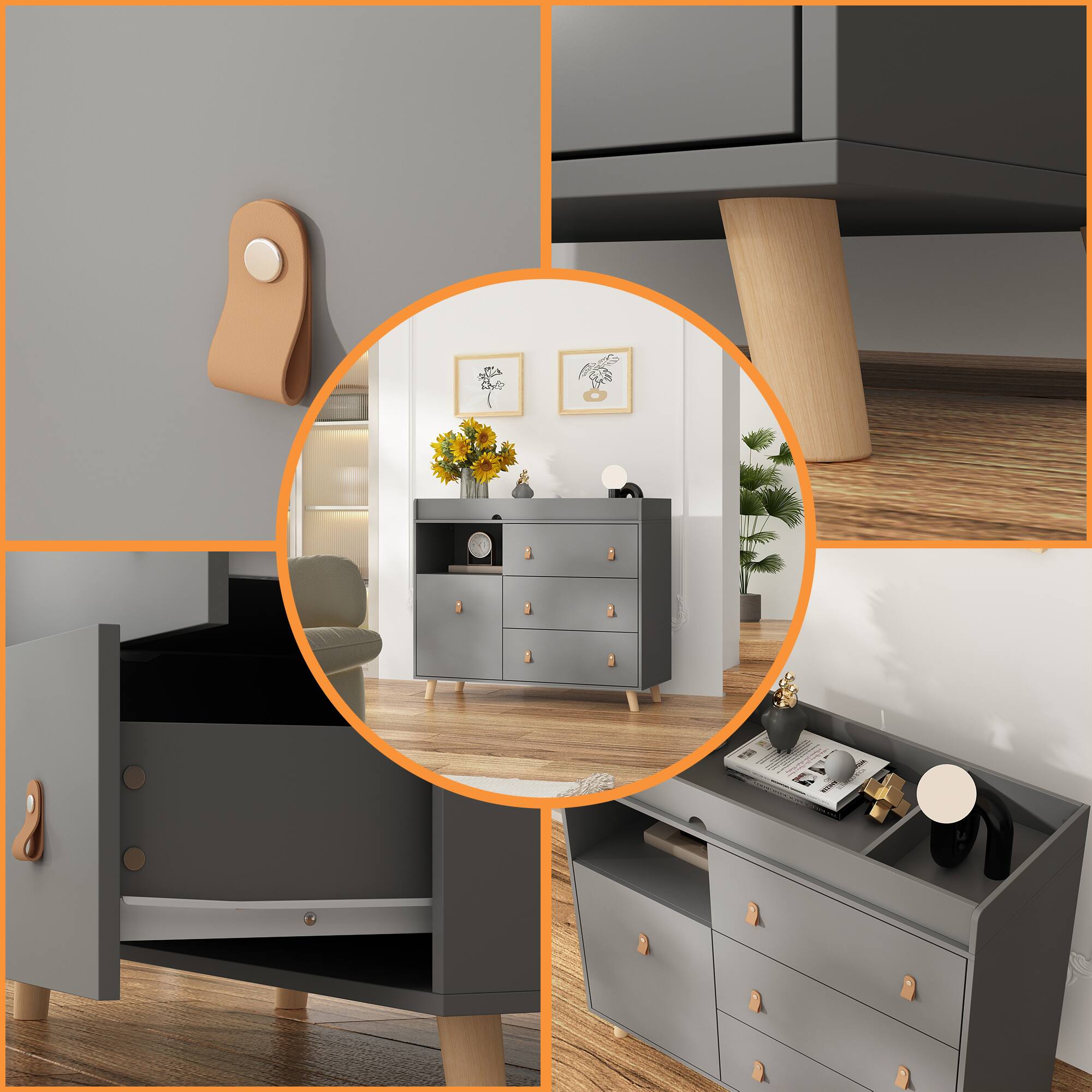 Alt View 7. FUFU & GAGA - FUFU&GAGA Steel - Frame Storage Bed: LED Lights, Multi - Drawer & Modern Style - Gray.