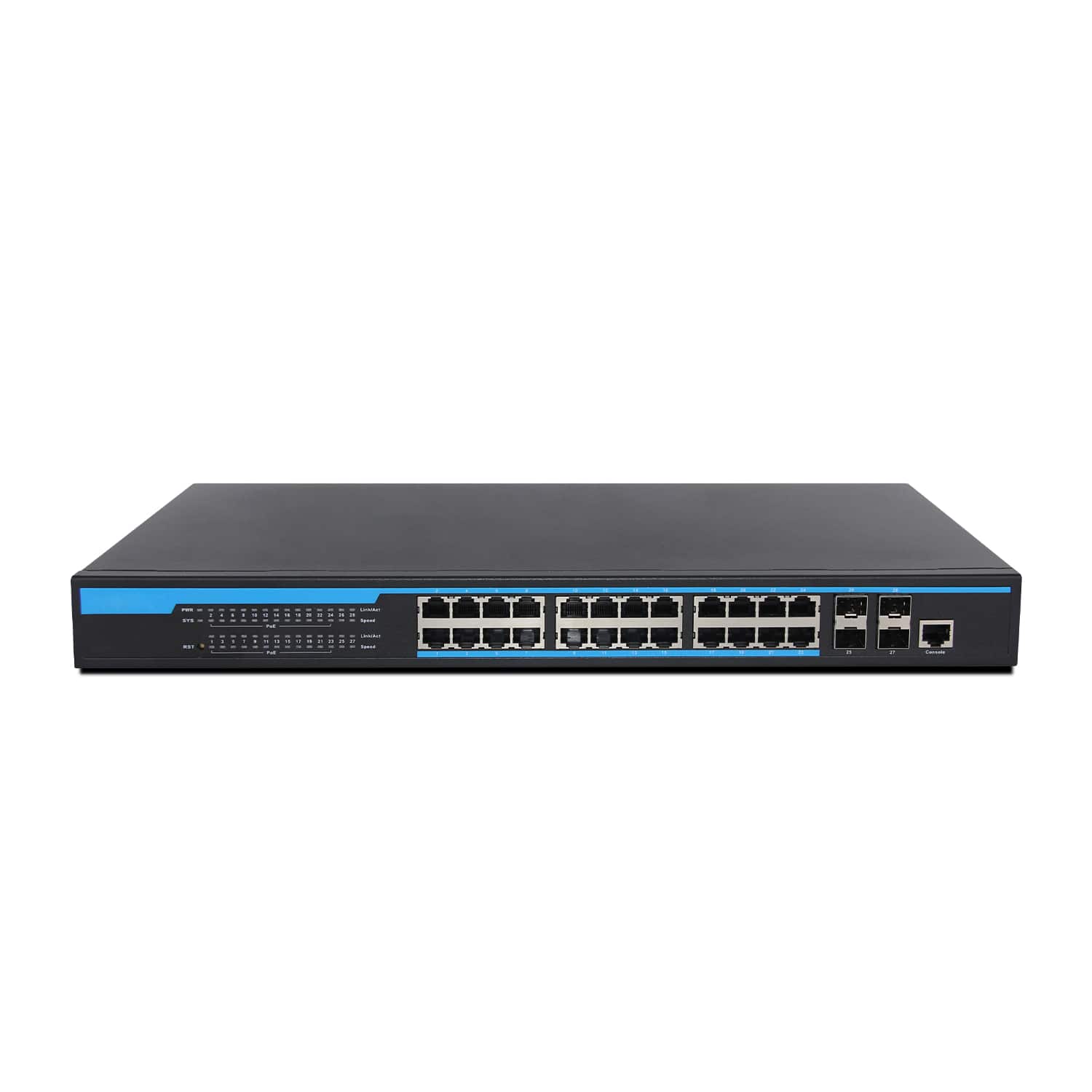 Orei - ToVi 24-Port Gigabit PoE Switch w/ 4×10G SFP+ Uplink (1U Rackmount) - (NS-1G24) - Gray