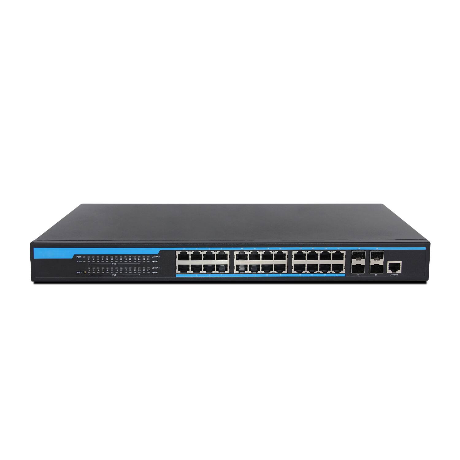 Orei - ToVi 24-Port Gigabit PoE Switch w/ 4×10G SFP+ Uplink (1U Rackmount) - (NS-1G24) - Gray