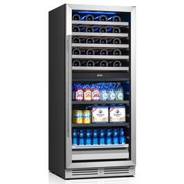 Yeego - 24" Dual Zone Wine & Beverage Refrigerator, 40 Bottle & 112 Can Wine Cooler ,Built-In - Stainless Steel
