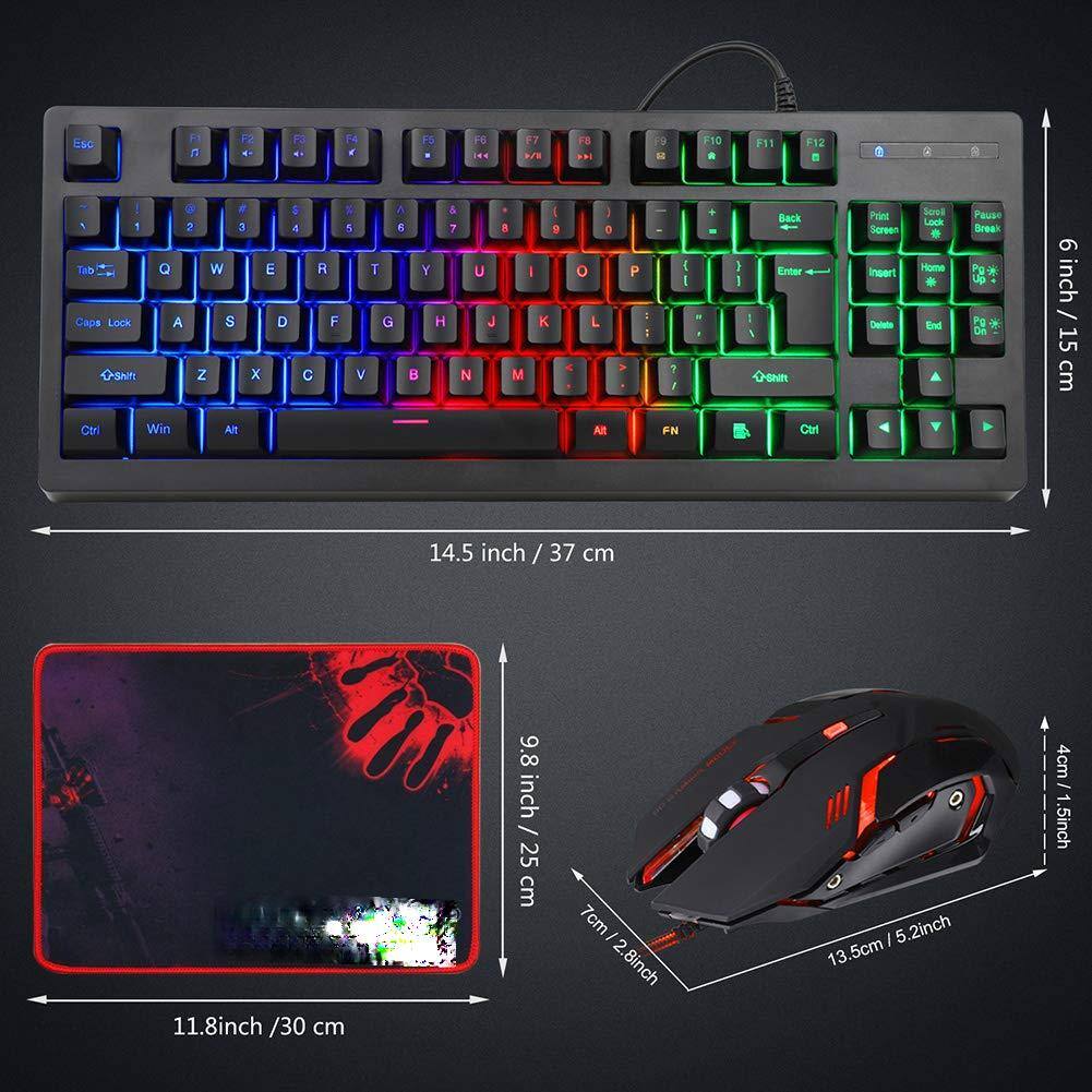 Sure, here is the corrected and grouped text from the image:

---

**Keyboard:**
- Esc
- F1 F2 F3 F4 F5 F6 F7 F8 F9 F10 F11 F12
- 1 2 3 4 5 6 7 8 9 0 - = Backspace
- Tab Q W E R T Y U I O P [ ] \
- Caps Lock A S D F G H J K L ; ' Enter
- Shift Z X C V B N M , . / Shift
- Ctrl Win Alt FN Spacebar Alt Ctrl
- Print Screen Scroll Lock Pause Break
- Insert Home Pg Up Delete End Pg Dn
- 14.5 inch / 37 cm

**Mouse Pad:**
- 11.8 inch / 30 cm
- 9.8 inch / 25 cm

**Mouse:**
- 13.5 cm / 5.2 inch
- 7 cm / 2.8 inch
- 4 cm / 1.5 inch

**Dimensions:**
- 6 inch / 15 cm
- 14.5 inch / 