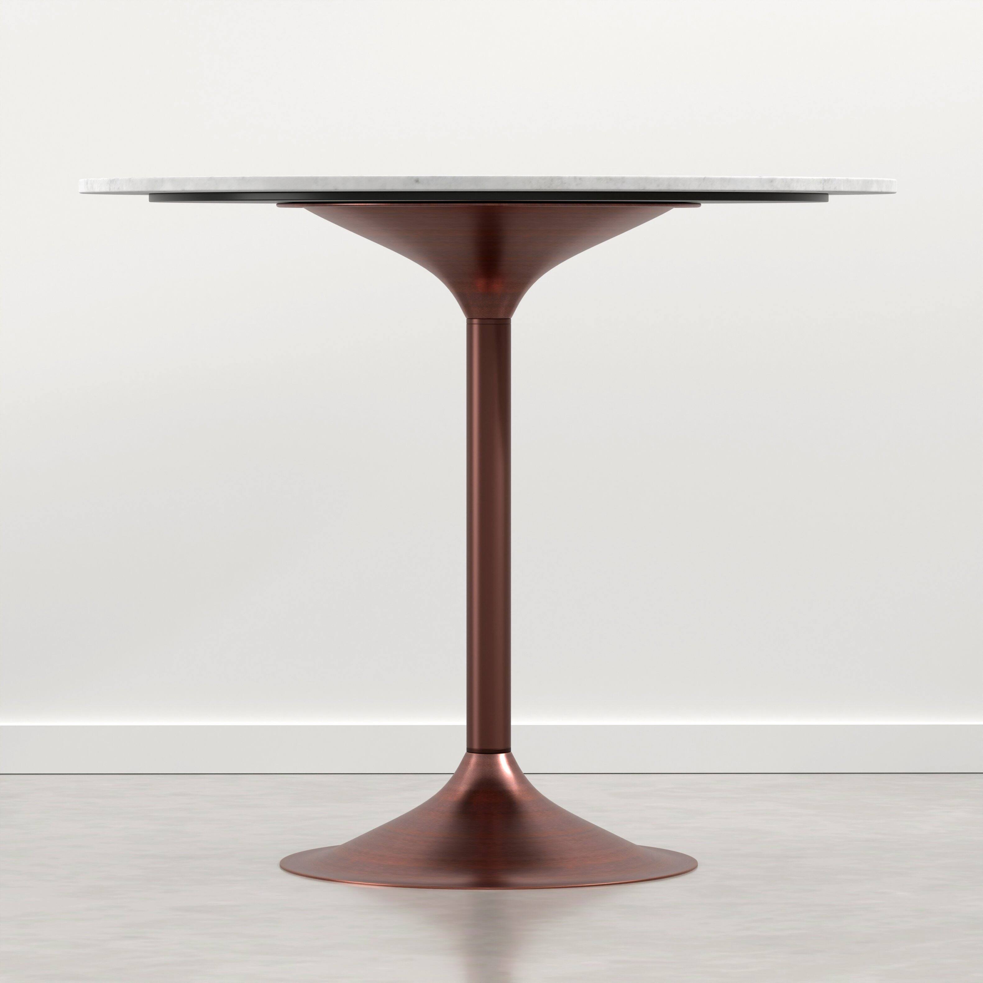 Back. Simpli Home - Osborne 36 inch Wide Genuine Marble Round Dining Table, White Marble and Burnished Copper - White Marble/Burnished Copper.