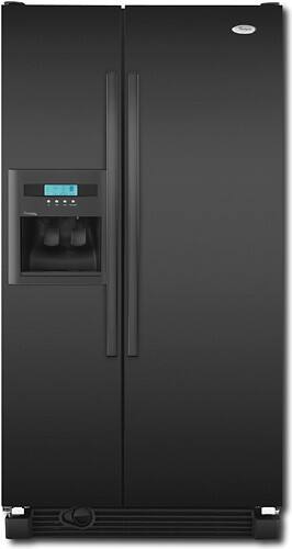 Front Standard. Whirlpool - 21.8 Cu. Ft. Side-by-Side Refrigerator with Thru-the-Door Ice and Water - Black.