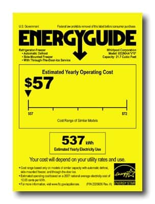 Energy Guide. Whirlpool - 21.8 Cu. Ft. Side-by-Side Refrigerator with Thru-the-Door Ice and Water - Biscuit.