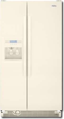 Front Standard. Whirlpool - 21.8 Cu. Ft. Side-by-Side Refrigerator with Thru-the-Door Ice and Water - Biscuit.