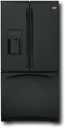 Front Standard. GE - Profile 22.2 Cu. Ft. Side-by-Side Refrigerator with Bottom-Mount Freezer - Black.