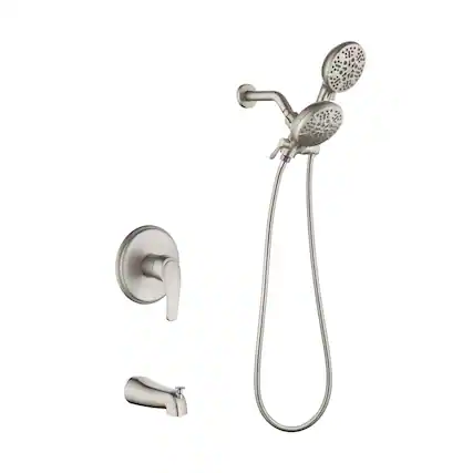 Front. Boyel Living - Brushed Nickel Dual Shower Head System Brass SUS304 1-Function Valve 7-Function Sprayers cUPC - Brushed Nickel.