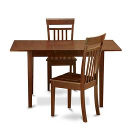 East West Furniture - 3 Pc Kitchen table set - Kitchen Table with Leaf and 2 Kitchen Dining Chairs - Mahogany