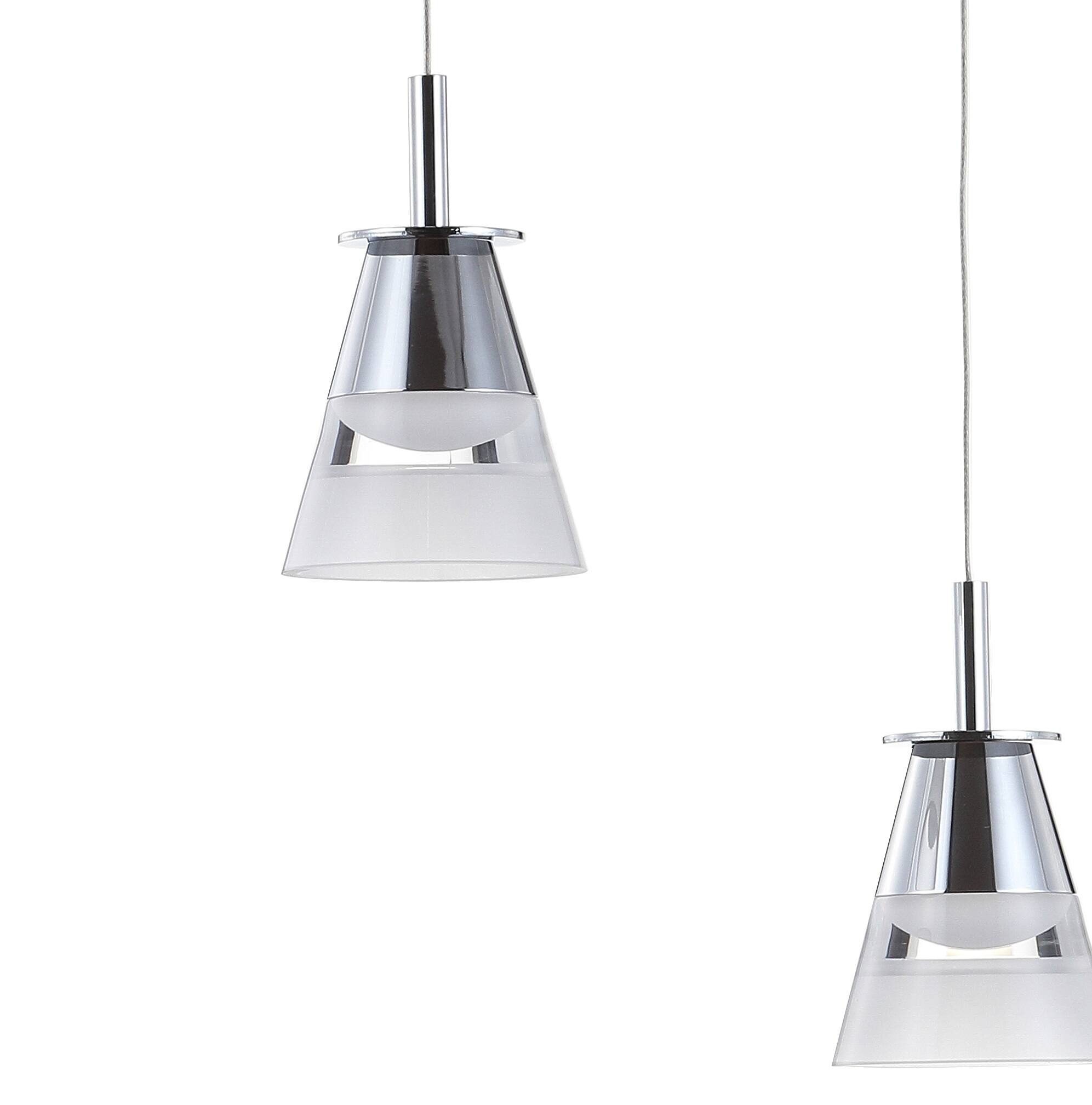 Alt View 4. Jonathan Y - Alain 19.5" 3-Light Adjustable Cascading Metal Integrated Linear LED Pendant, Chrome - Chrome/Clear.