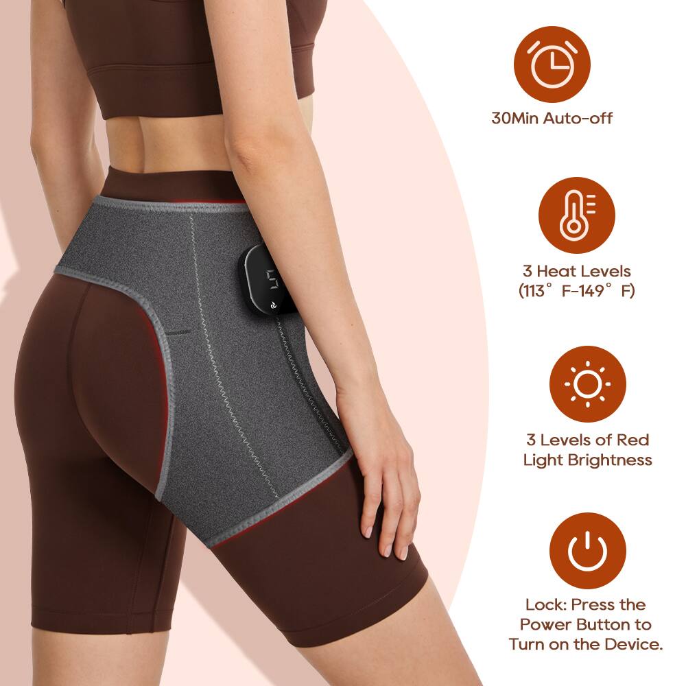 30Min Auto-off  
3 Heat Levels (113°F-149°F)  
3 Levels of Red Light Brightness  
Lock: Press the Power Button to Turn on the Device.