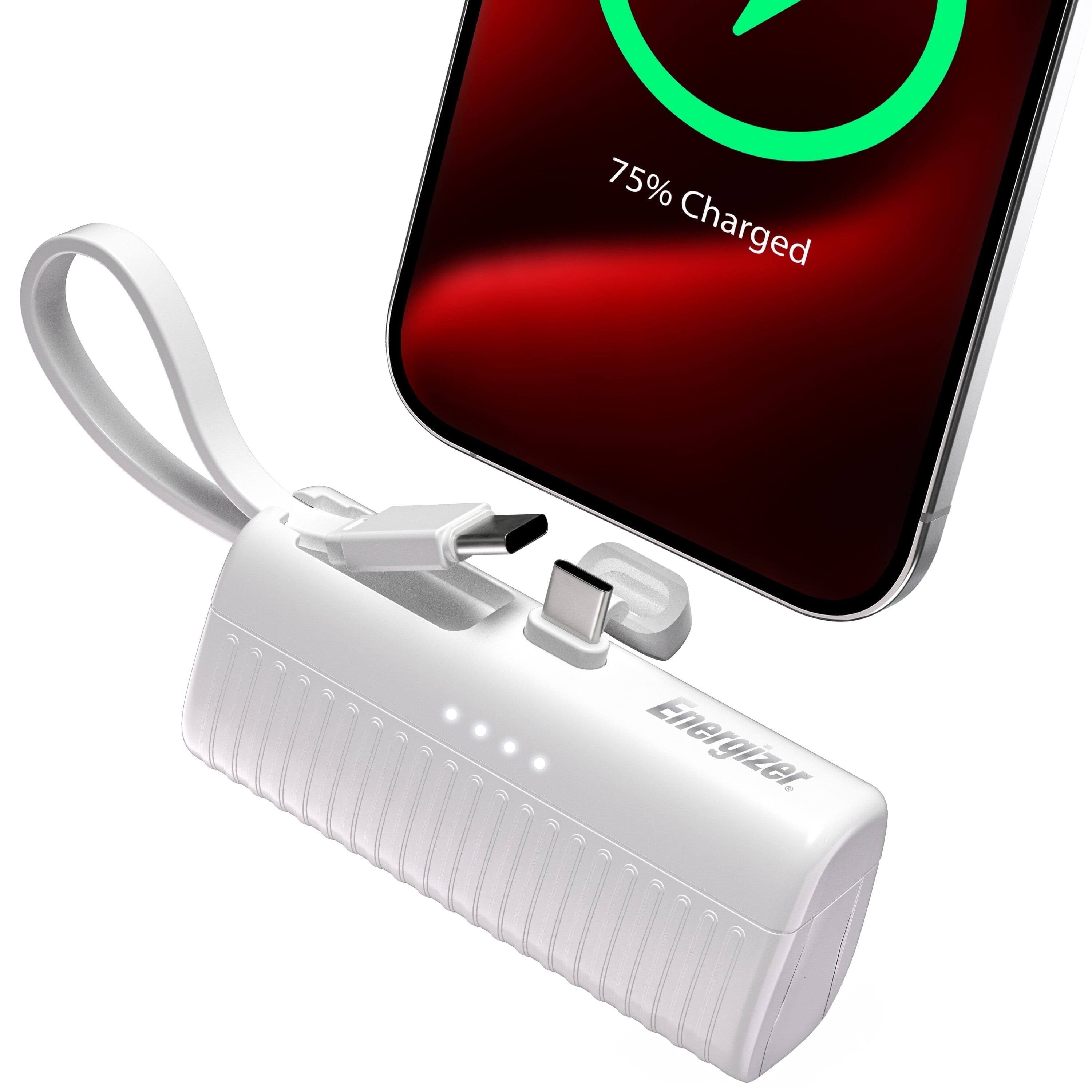 Energizer - 2-in-1 Portable Power Bank, 5000mAh, Built-in Type-C Connector & Kickstand - White
