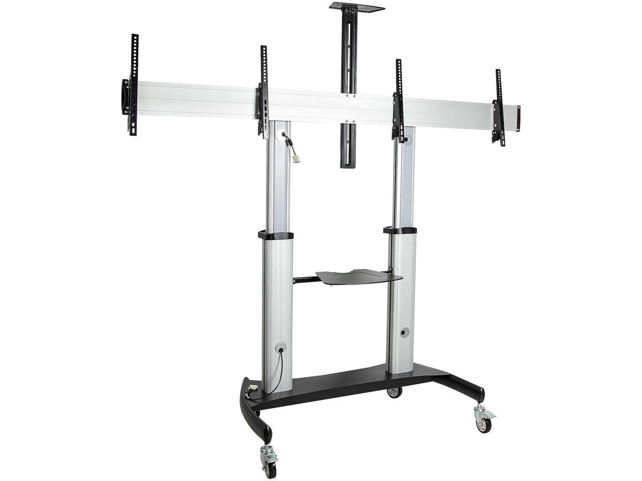 Alt View 3. StarTech.com - StarTech 37-60" 110lbs Each Dual TV Height Adjustable Wheeled Cart STNDMTVDUO - Black.