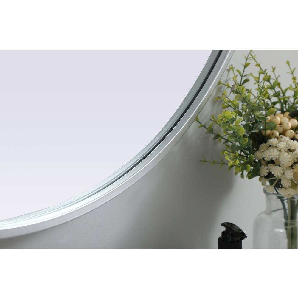 Alt View 2. Elegant Decor - Metal Frame Oval Mirror 30x40 Inch in Silver - Silver.